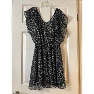 Express Gray & Black Leopard Print Dress with Built-In Slip
